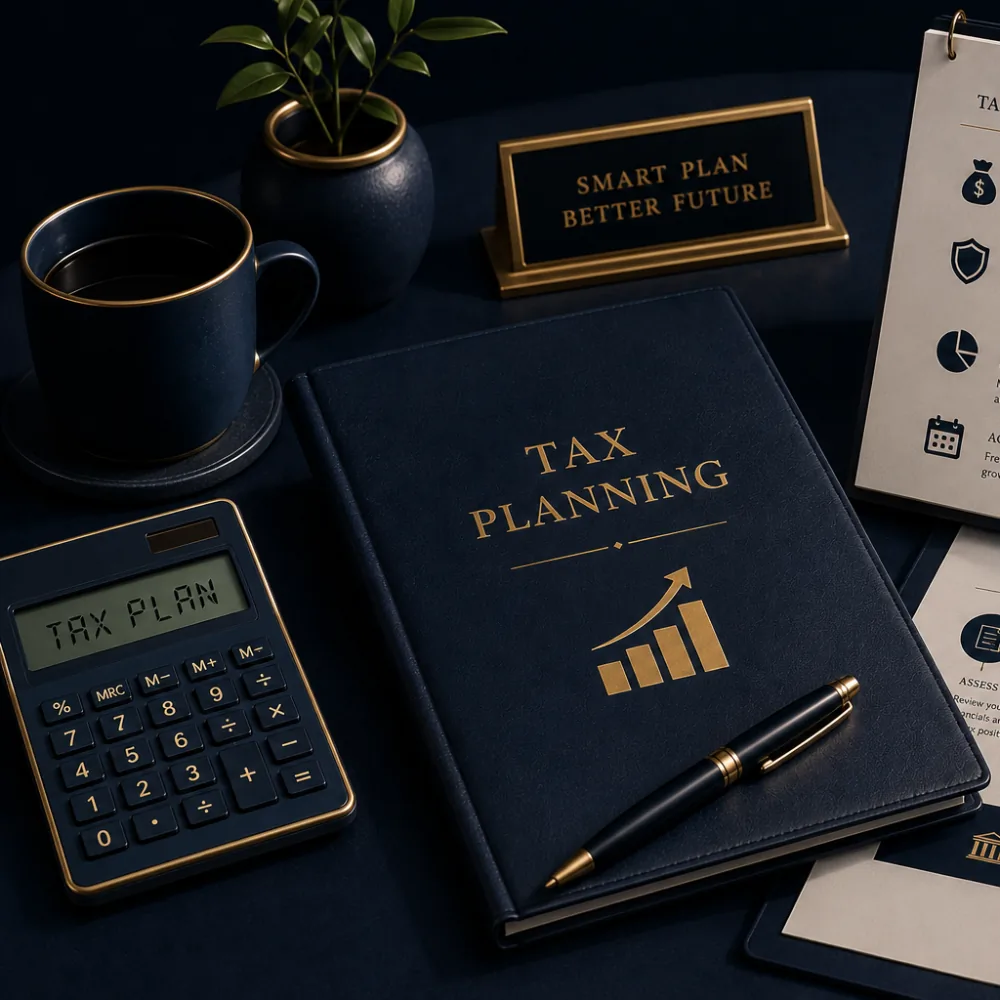 Tax planning documents on a desk