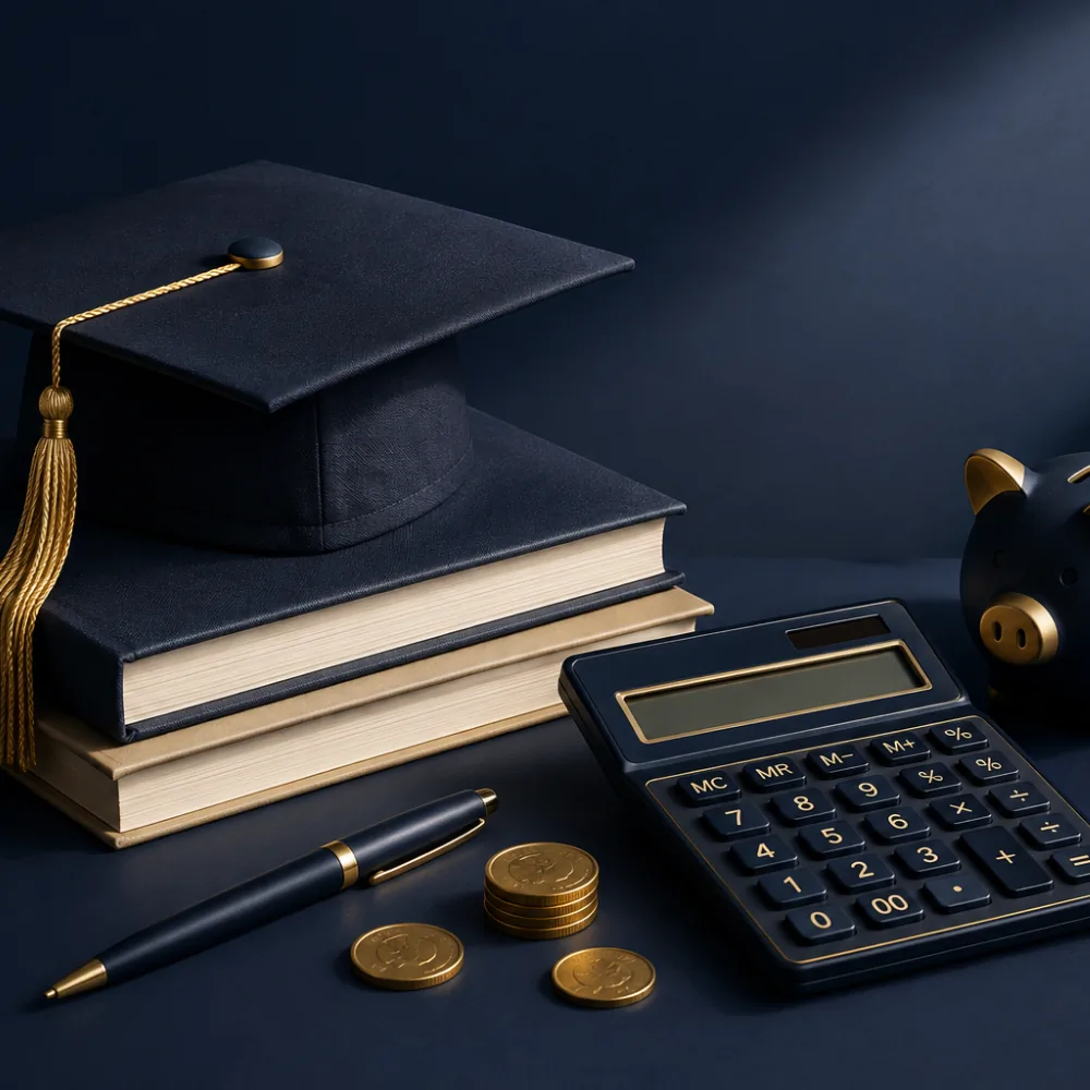 Education fund planning materials on a desk